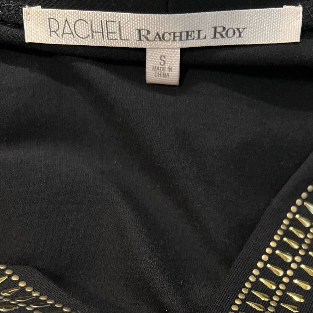 RACHEL Rachel Roy Black Top with Beaded front design V-Neck - Picture 4 of 4